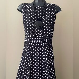 Perceptions New York black/white polka dot dress size L.